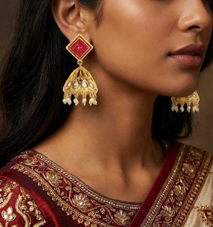 Unique Gold Earrings – 43mm Drop, 18K Gold-Plated Finish