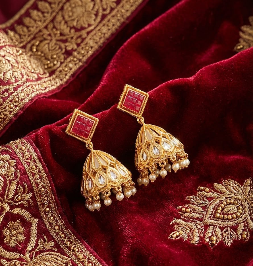 Unique Gold Earrings – 43mm Drop, 18K Gold-Plated Finish