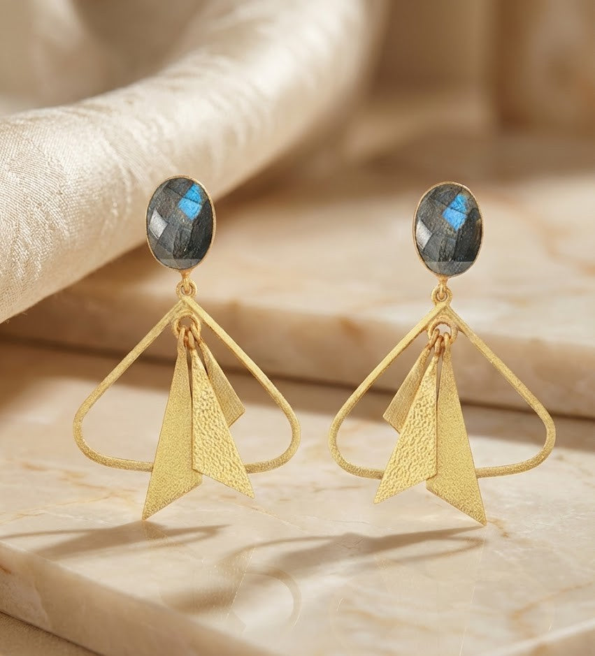 Super Light Gold-Plated Earrings with Natural Stones