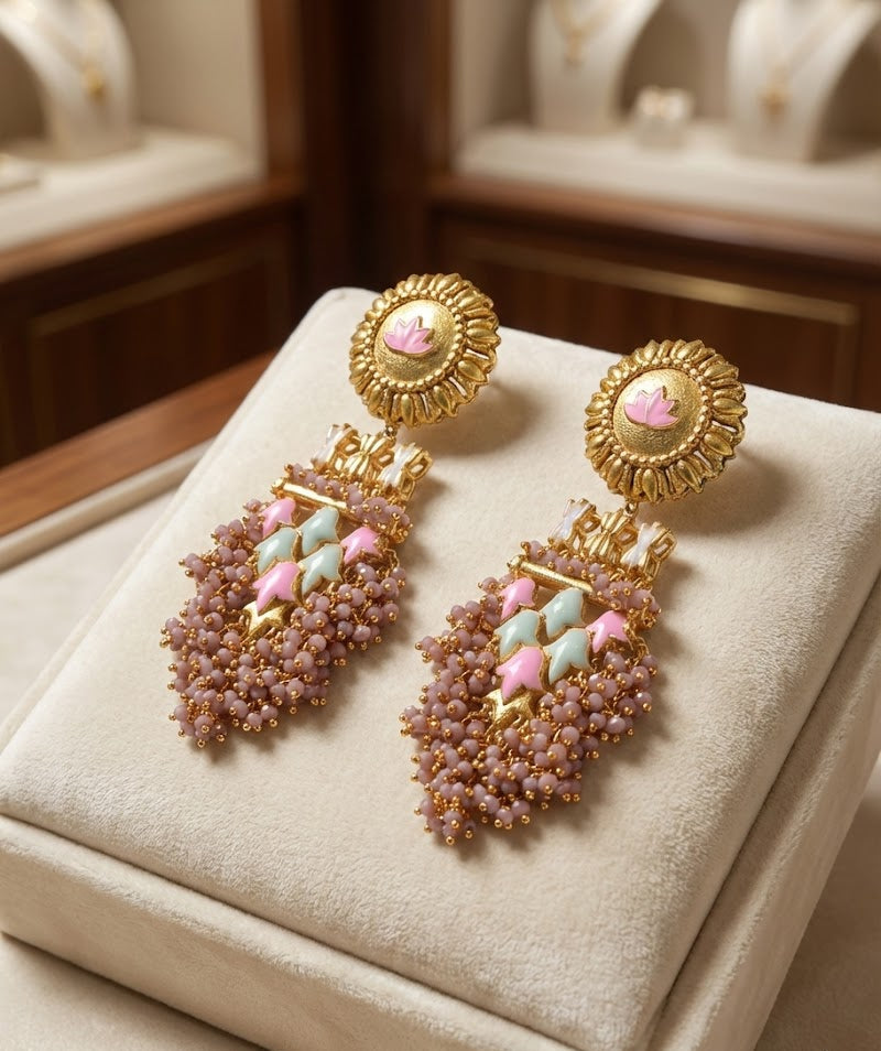 Luxury Handmade Jannat Earrings – Enhanced with 22K Gold Plating