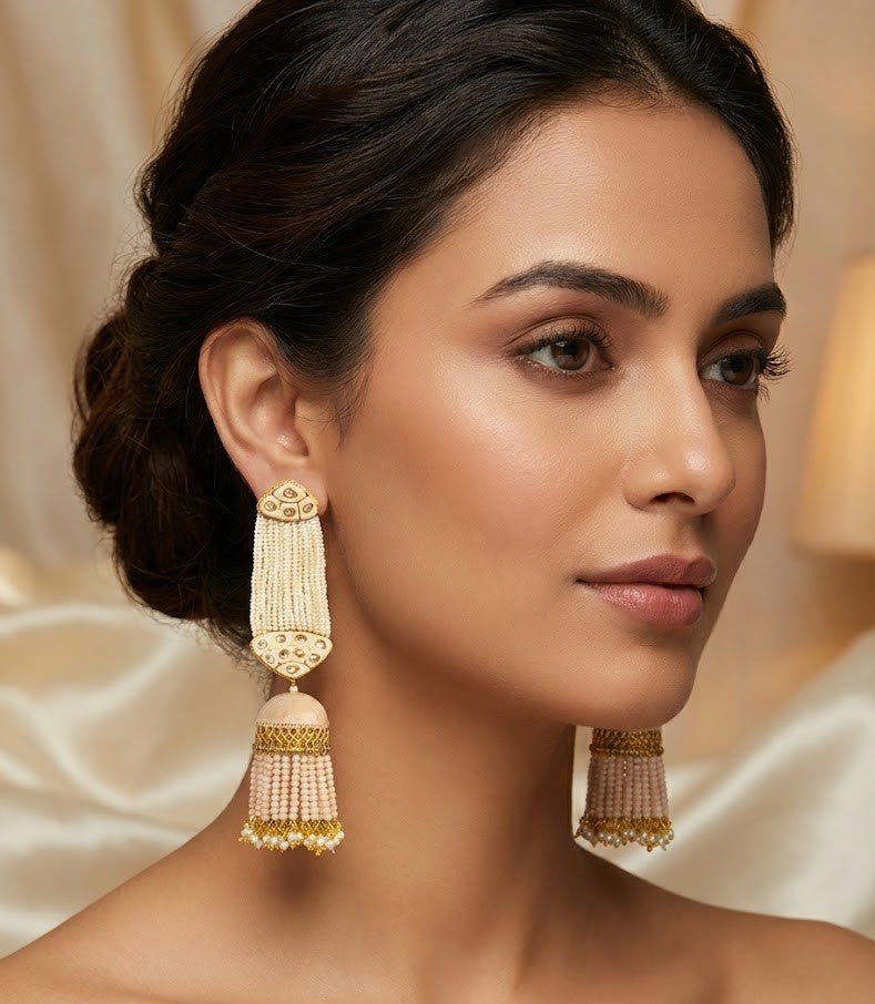 Stunning Long Earrings – 125mm Height, 18K Gold-Plated Finish
