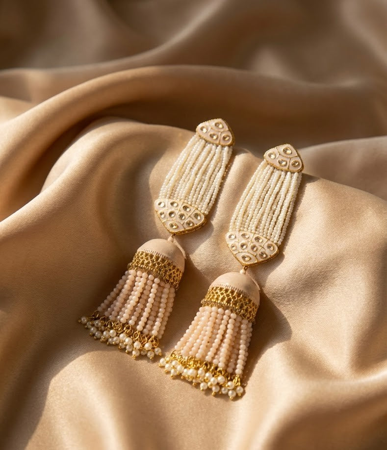 Stunning Long Earrings – 125mm Height, 18K Gold-Plated Finish