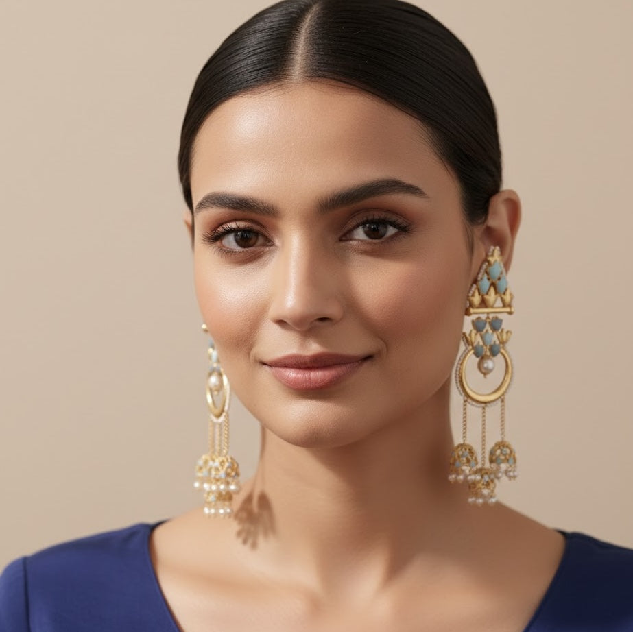 22K Gold-Plated Jannat Earrings – Unique Handmade Jewelry