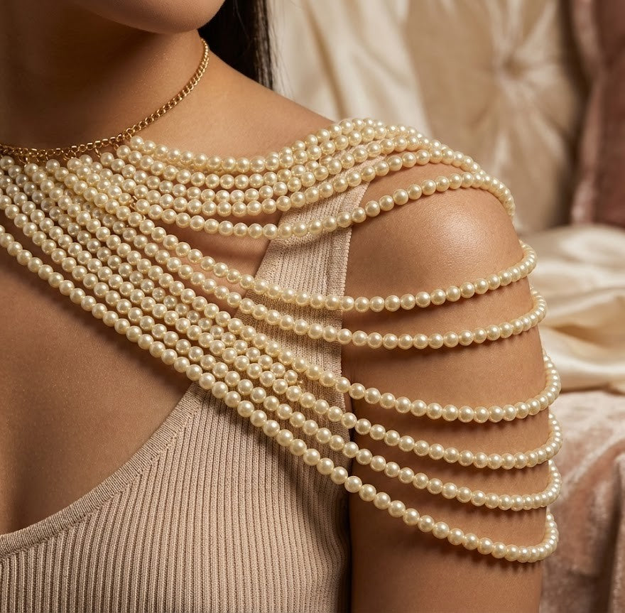 Moti Necklace - Sustainable Brass & Lucite Pearls with Gold Plate