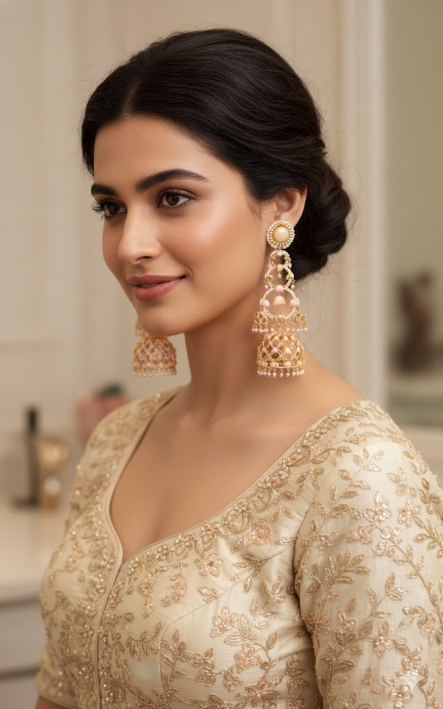 Luxury Handmade Jannat Earrings – Crafted with a Gleaming 22K Gold Plate