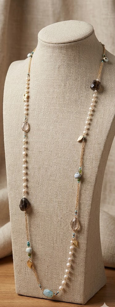 Opulent Gem Harmony Long Chain Necklace