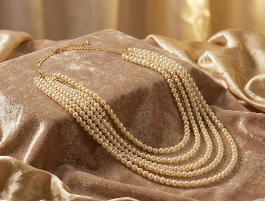 Moti Necklace - Sustainable Brass & Lucite Pearls with Gold Plate