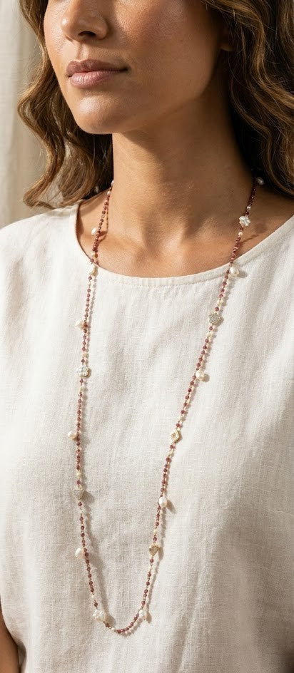 Opulent Pearl Radiance Long Chain Necklace