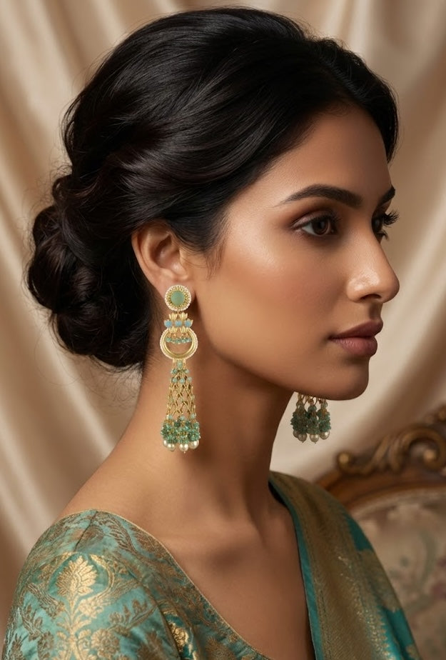 Handmade Jannat Earrings with 22K Gold-Plated Finish For Indian Look