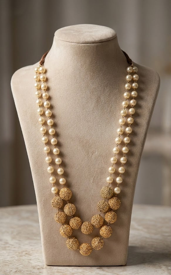 Moti Necklace - Pearls with 22K Gold Plate