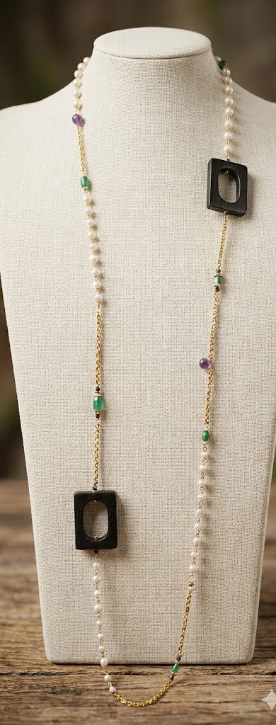 Mystic Pearl Fusion Long Chain Necklace