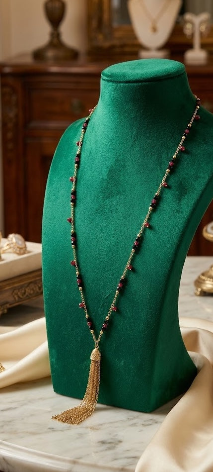 Opulent Pearl Cascade Long Chain necklace