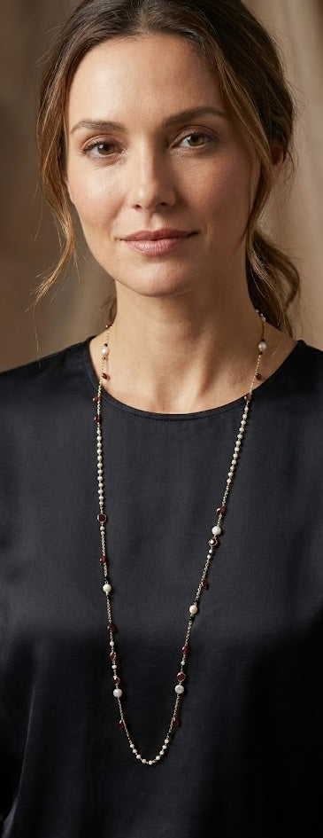 Serene Pearl Turquoise Long Chain Necklace