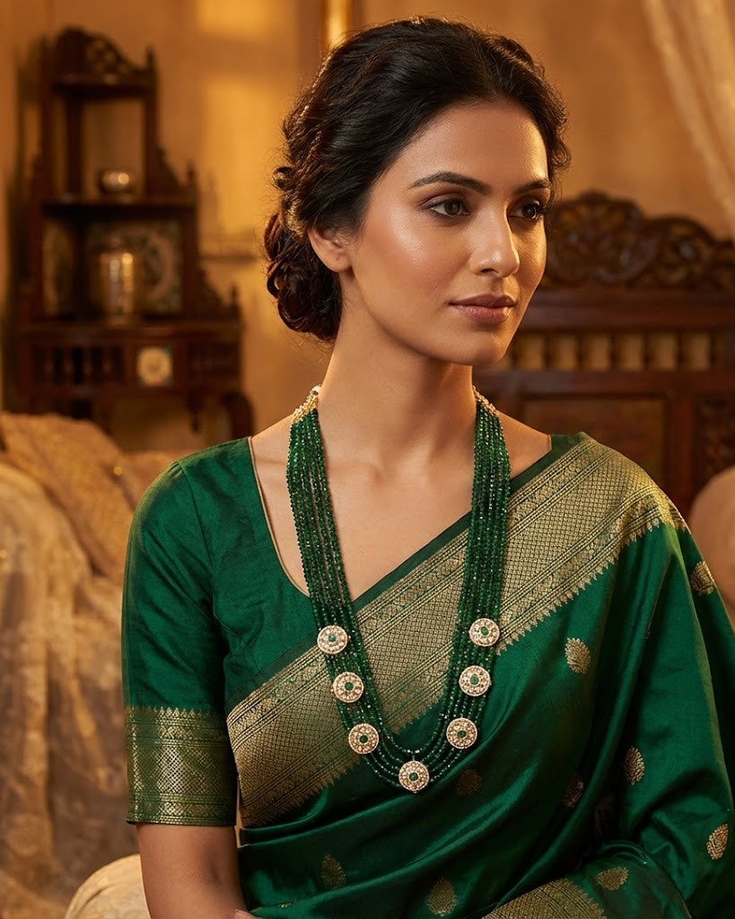 Noor Necklace -  Brass with 22K Gold and Unique Natural Elements