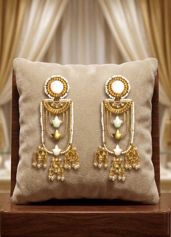 Jannat Earrings – 95mm Height, Handcrafted with Premium 22K Gold Finish