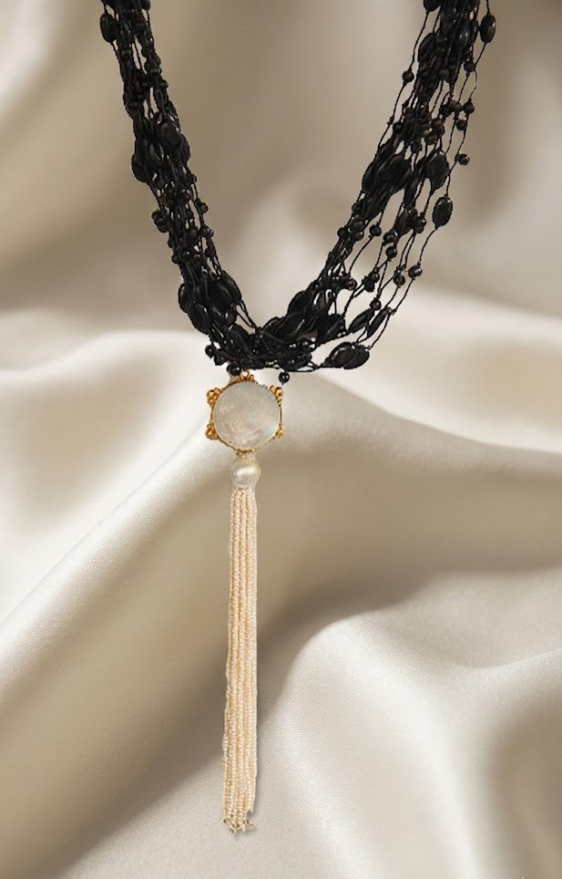 Natural Stones & 22K Gold-Plated Brass Moti Necklace