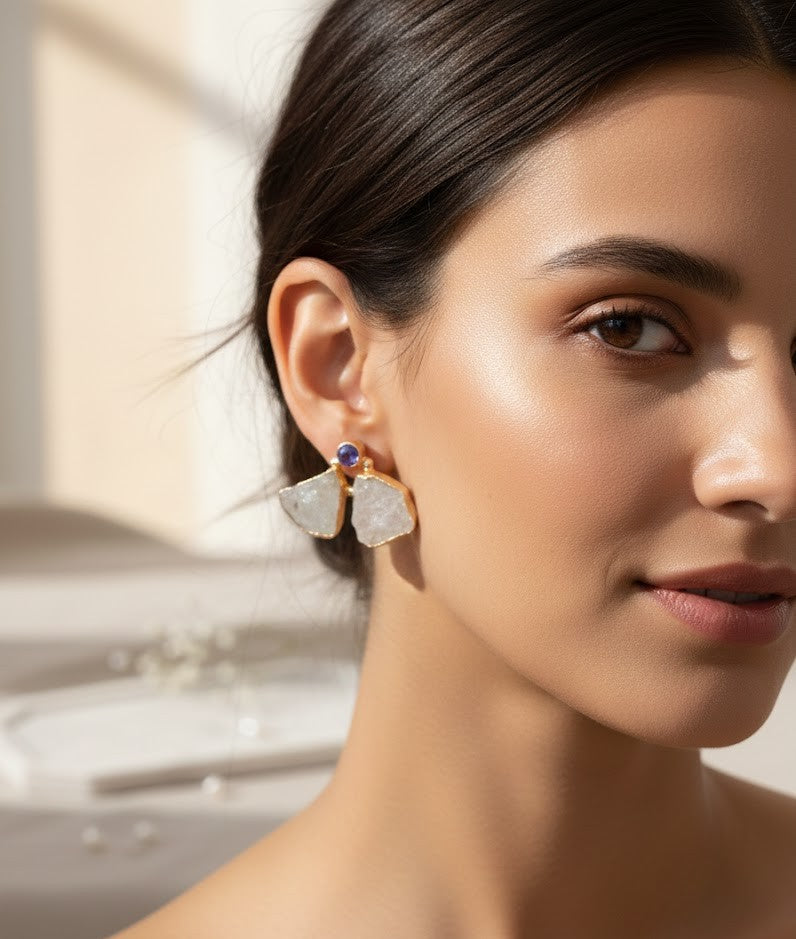 NOOR Earrings – 27mm Handcrafted with 18K Gold Plating, Perfect for Traditional Indian Attire