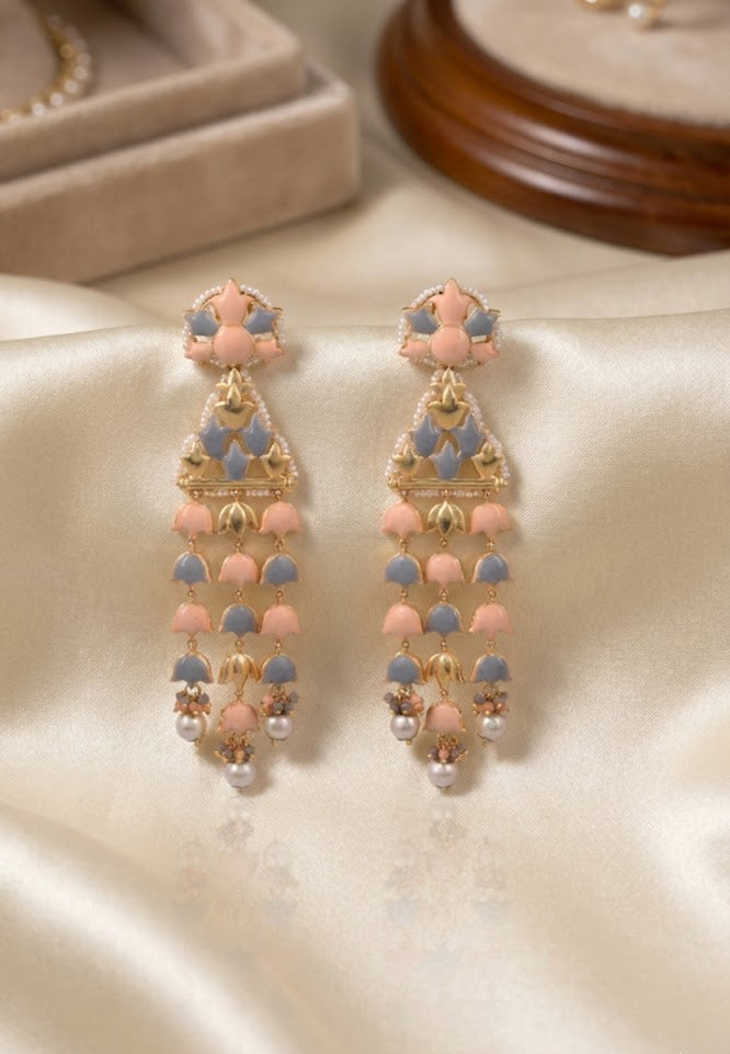 Artisan Jannat Earrings – 120mm Height, Finished with 22K Gold Plating