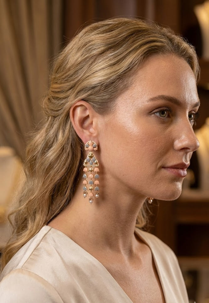 Artisan Jannat Earrings – 120mm Height, Finished with 22K Gold Plating