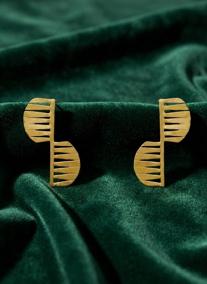 Handmade Fringe Earrings with 22K Gold Plating - Height 33mm