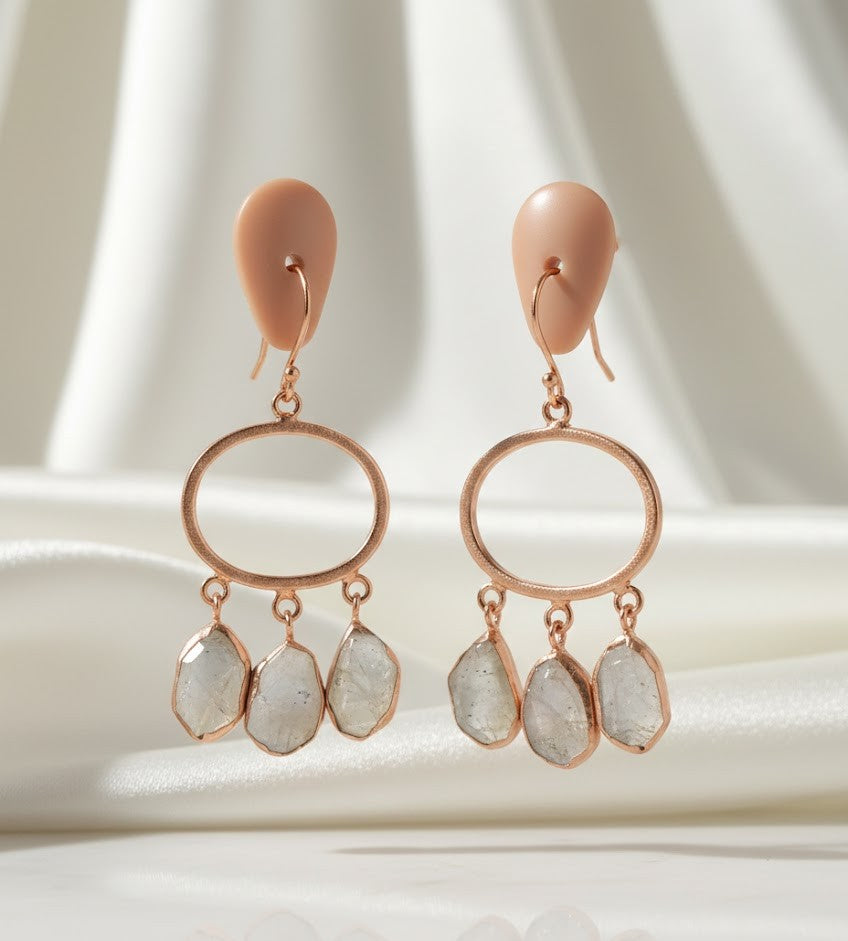 Handmade NOOR Earrings – 57mm Long, Featuring an 18K Gold-Plated Finish for Indian Style