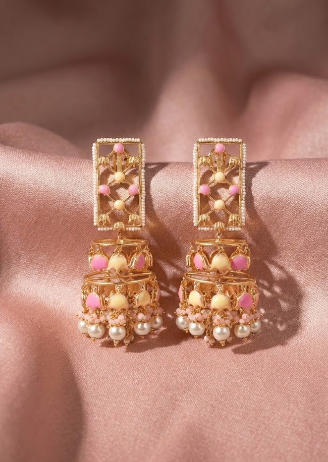 Jannat Earrings – 110mm Long, Handcrafted in India with a 22K Gold-Plated Finish