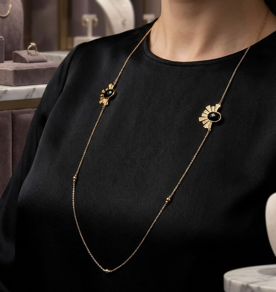 Metal Blast Necklace - Ethical Brass and Natural Stone Design