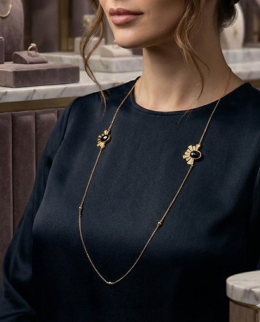 Metal Blast Necklace - Ethical Brass and Natural Stone Design