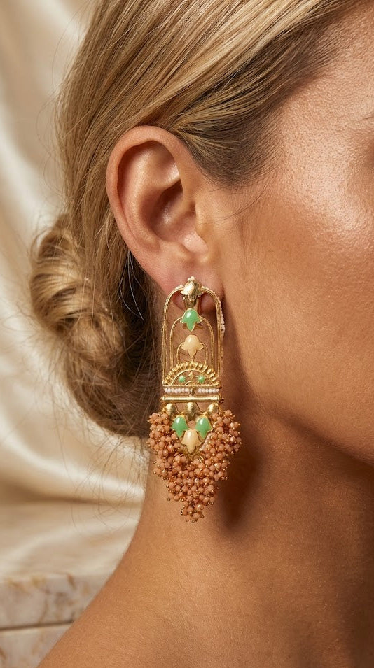 Luxury Handmade Jannat Earrings – 133mm Drop with a Premium 22K Gold Finish