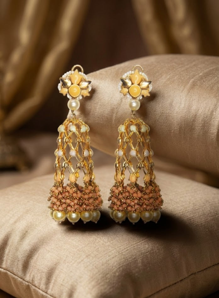 Handcrafted Jannat Earrings – Featuring 100mm Height and 22K Gold Plating