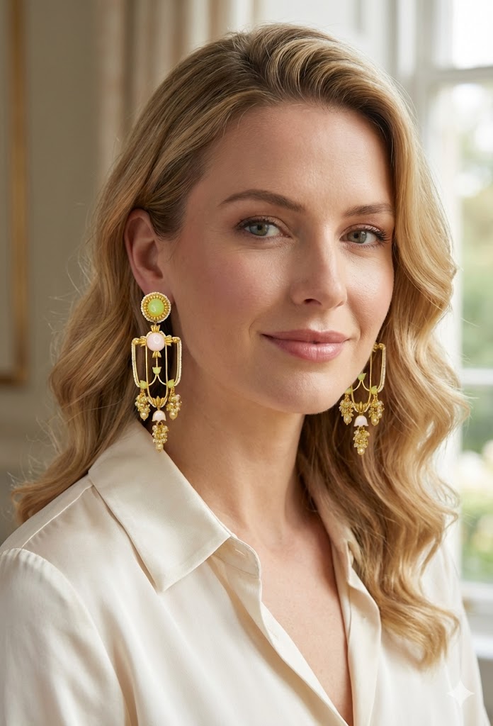 Jannat Earrings – 117mm Drop with a Stunning 22K Gold-Plated Finish