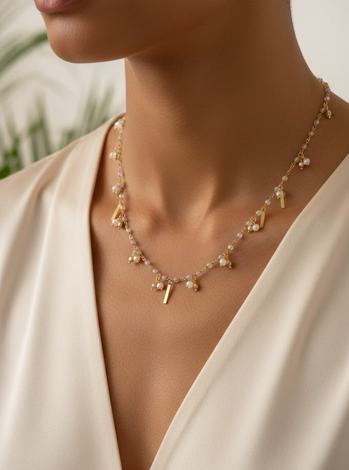 Fine One Necklace: Freshwater Pearls & Labradorite Glam