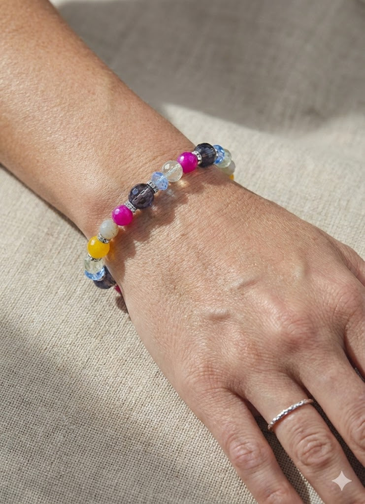 Handcrafted 18K Gold Plated Bracelet with Natural Stones - Lightweight & Sustainable