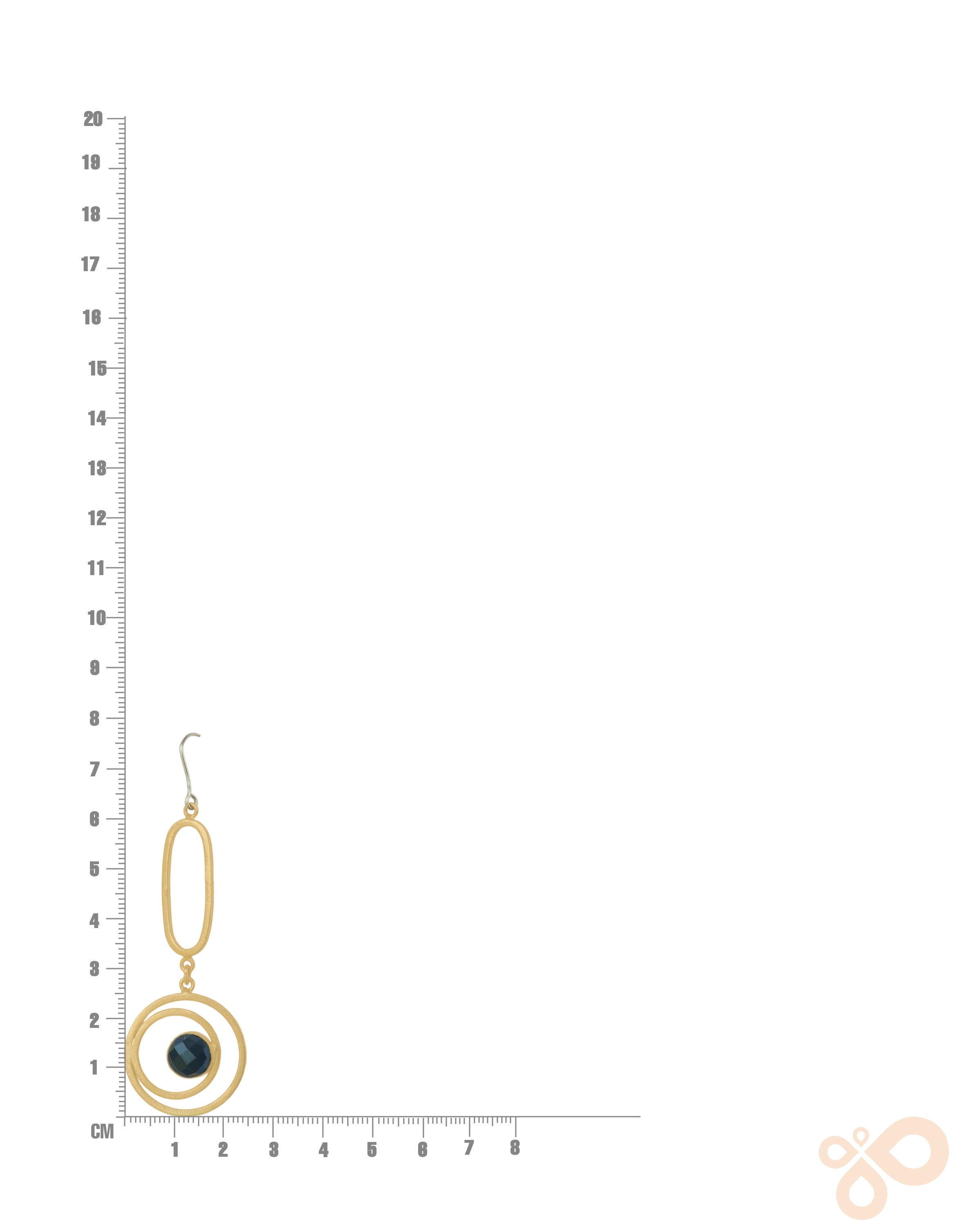 Handmade Metal blast Earrings 18k Gold Plate & natural stones 77mm