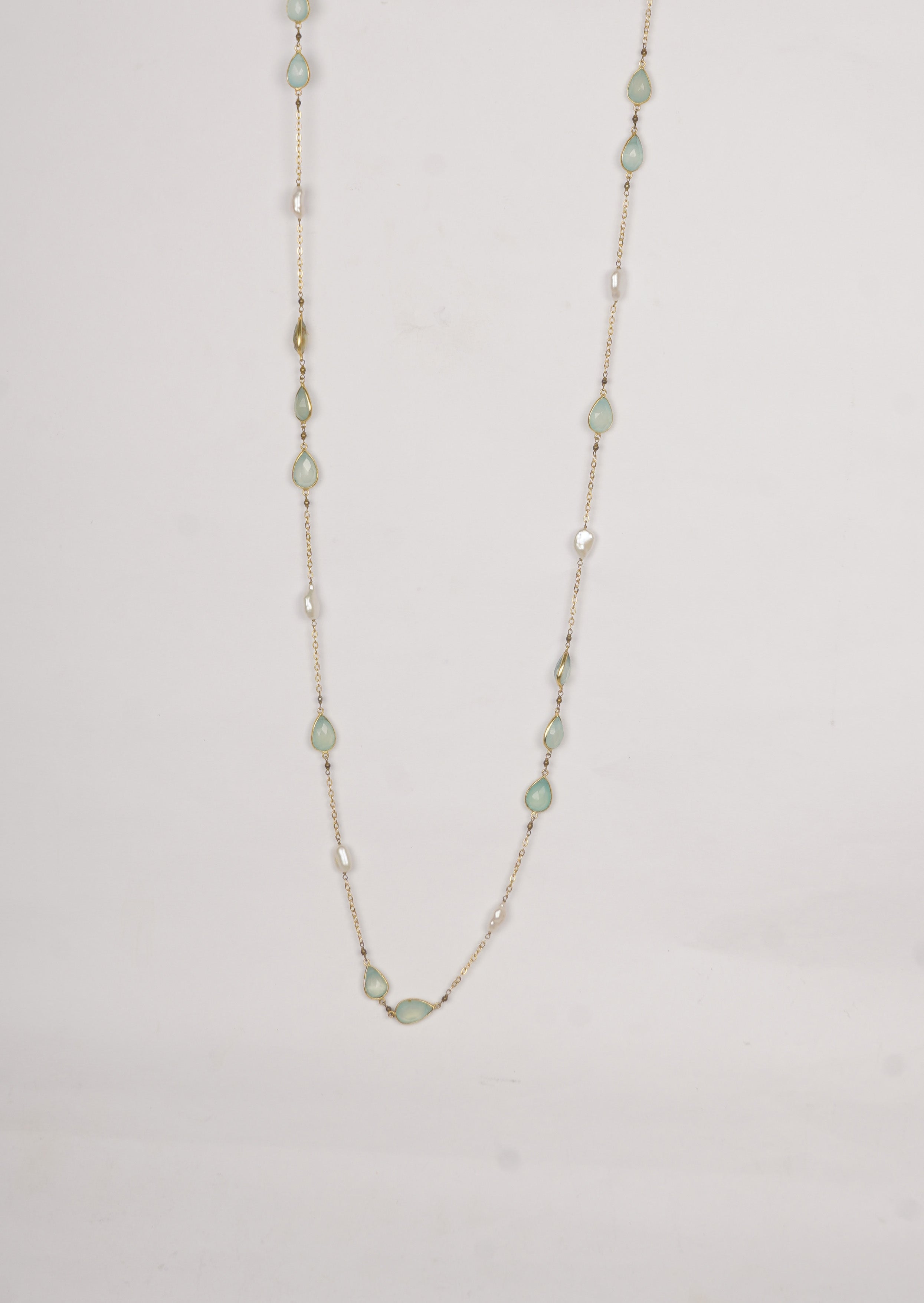 Ethereal Serenity Pearl Long Chain Necklace