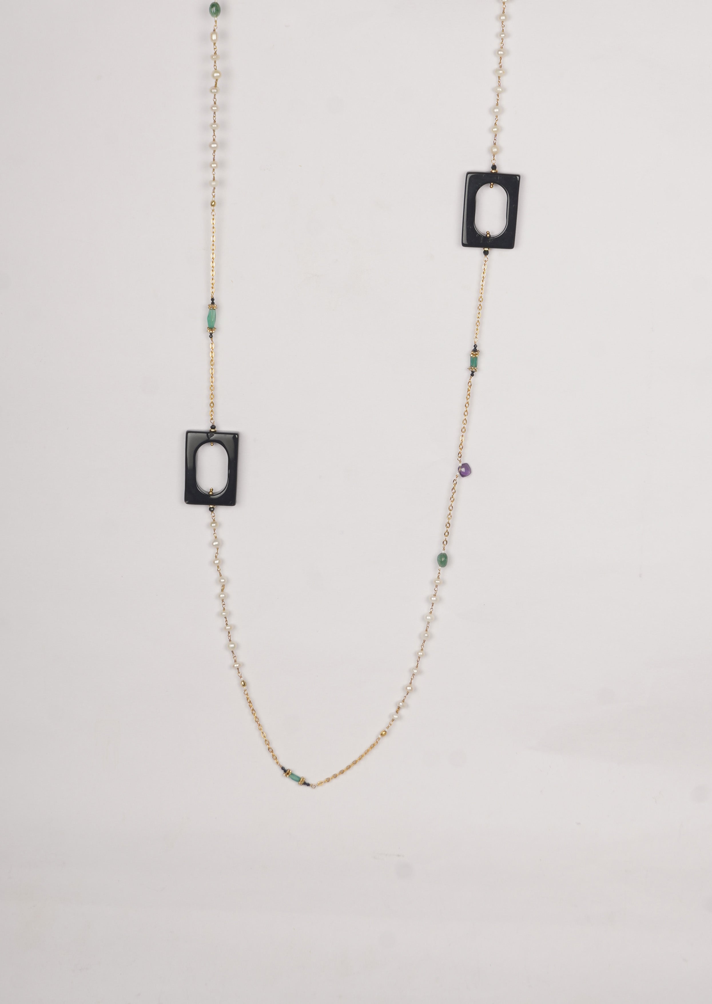 Mystic Pearl Fusion Long Chain Necklace