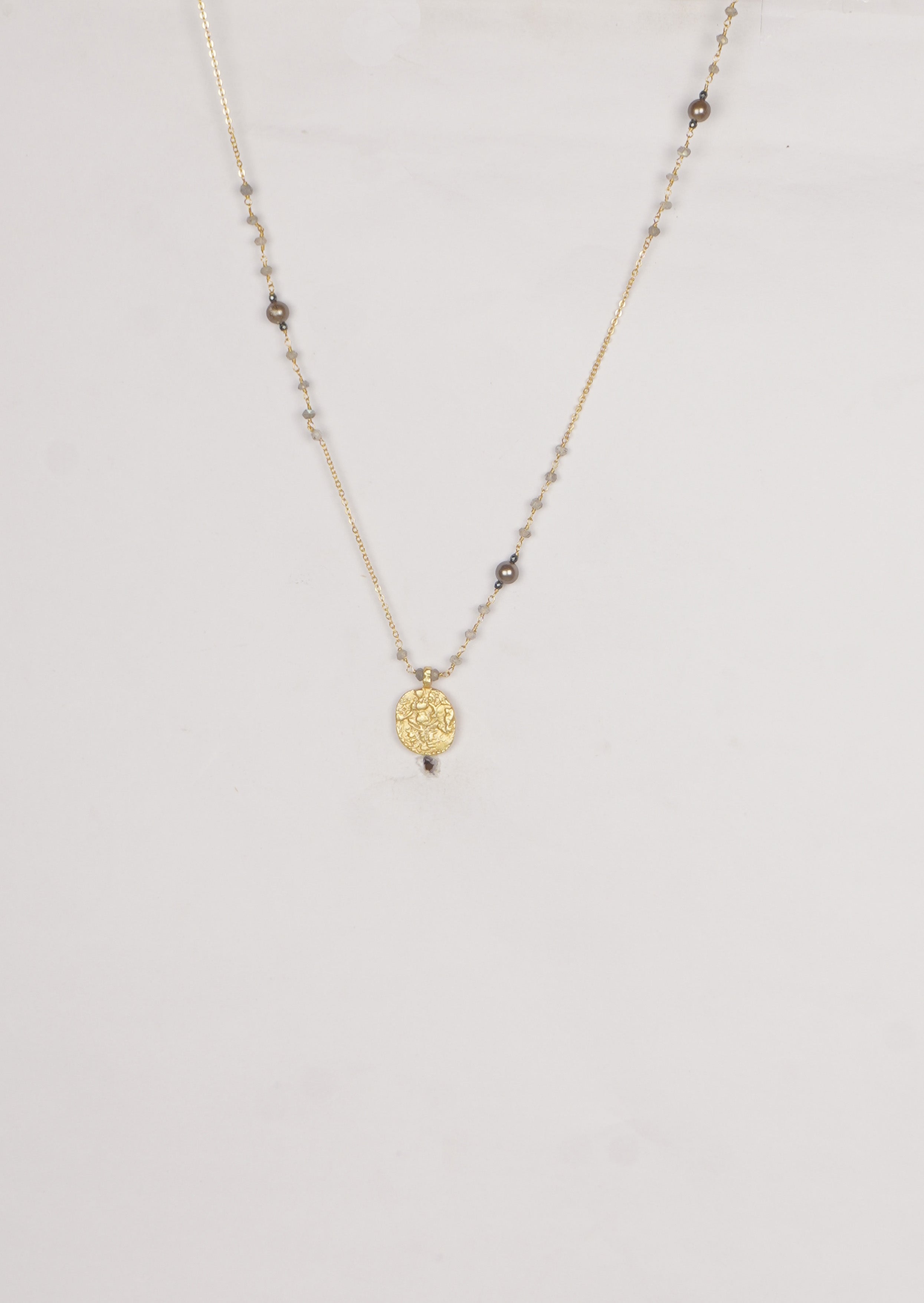 Luminous Labradorite Pearl Long Chain necklace