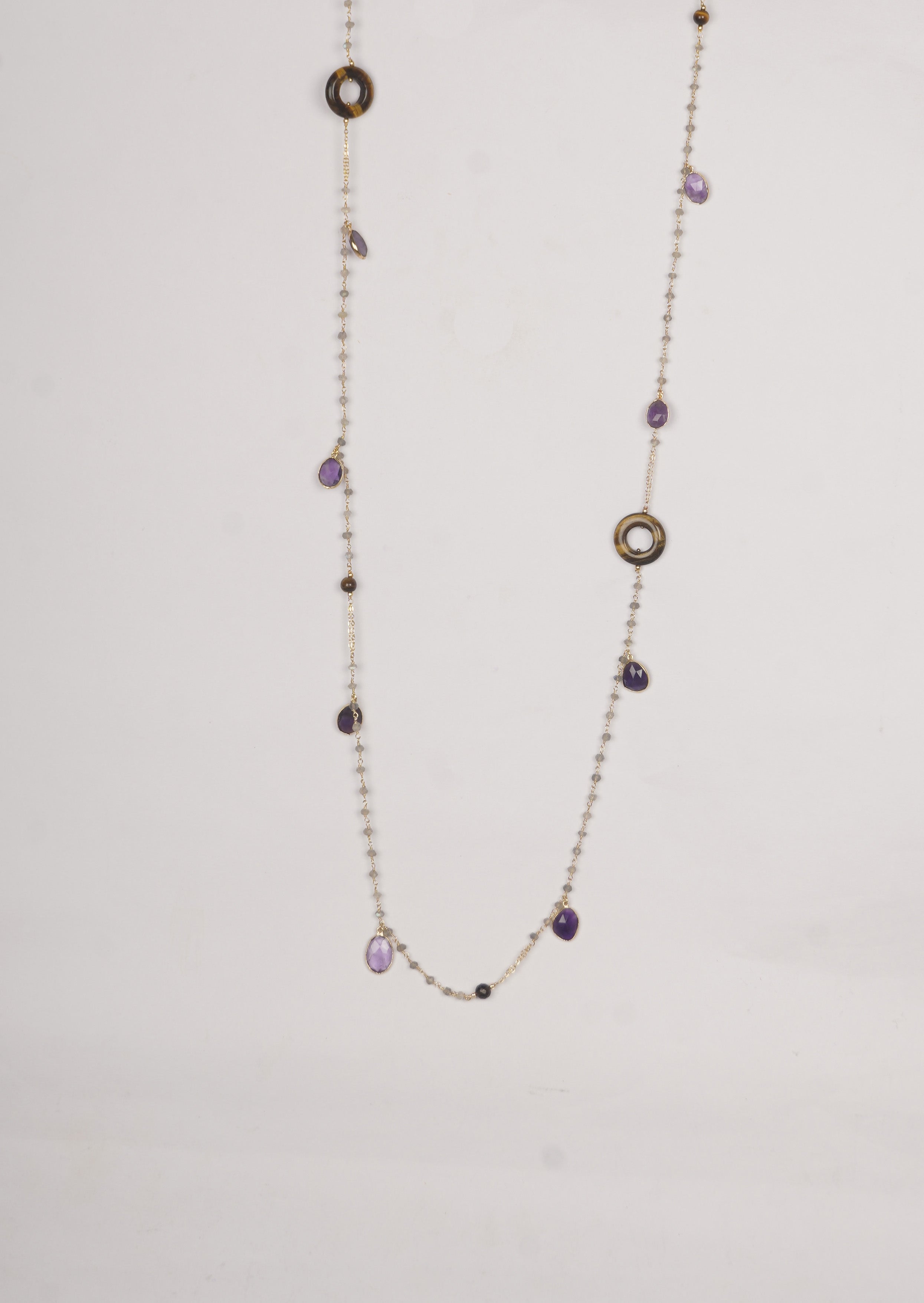 Mystic Gemstone Long Chain Necklace