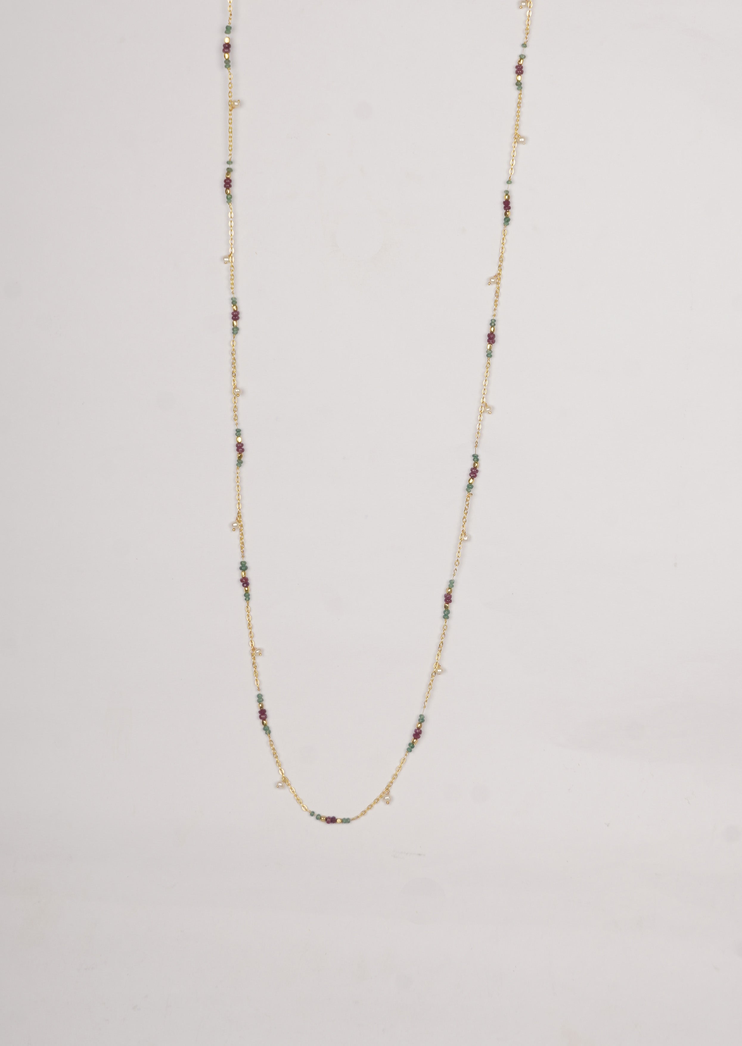 Regal Ruby Elegance Long Chain Necklace