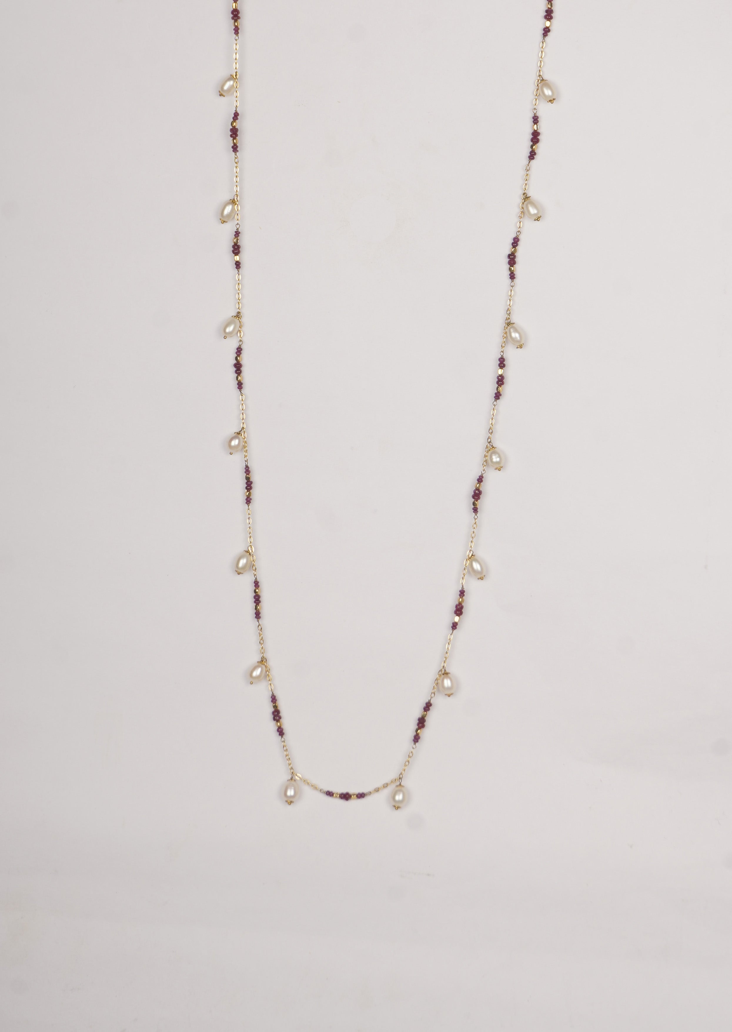 Radiant Ruby Elegance Long Chain Necklace