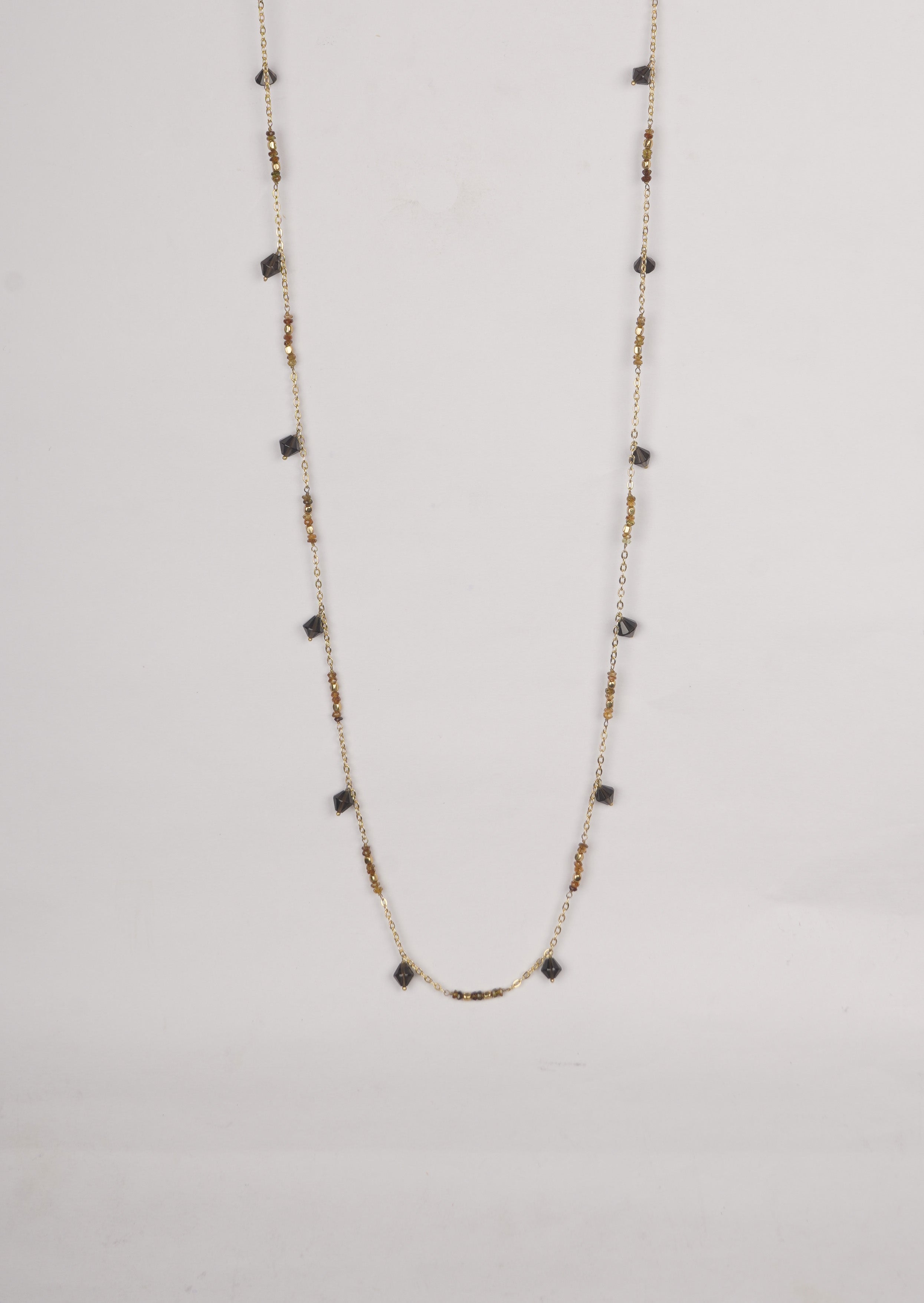 Mystic Tourmaline Charm Long Chain Necklace