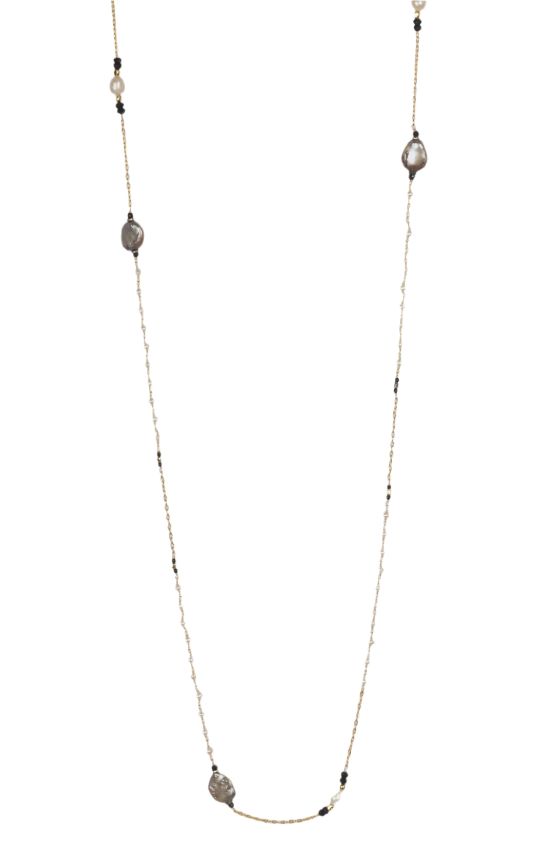 Eclipse Pearl Onyx Long Necklace