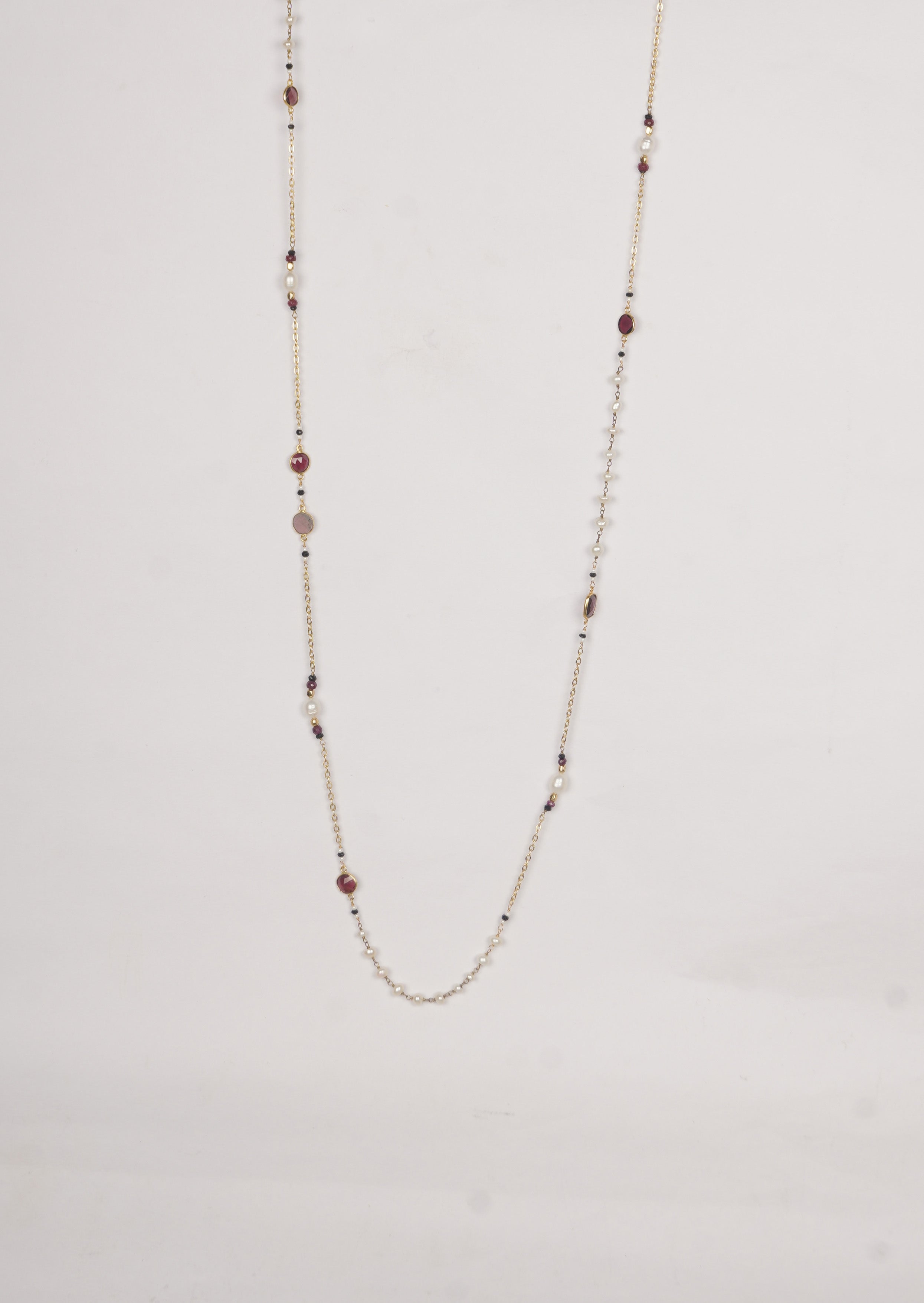 Eternal Garnet Elegance Long Chain Necklace
