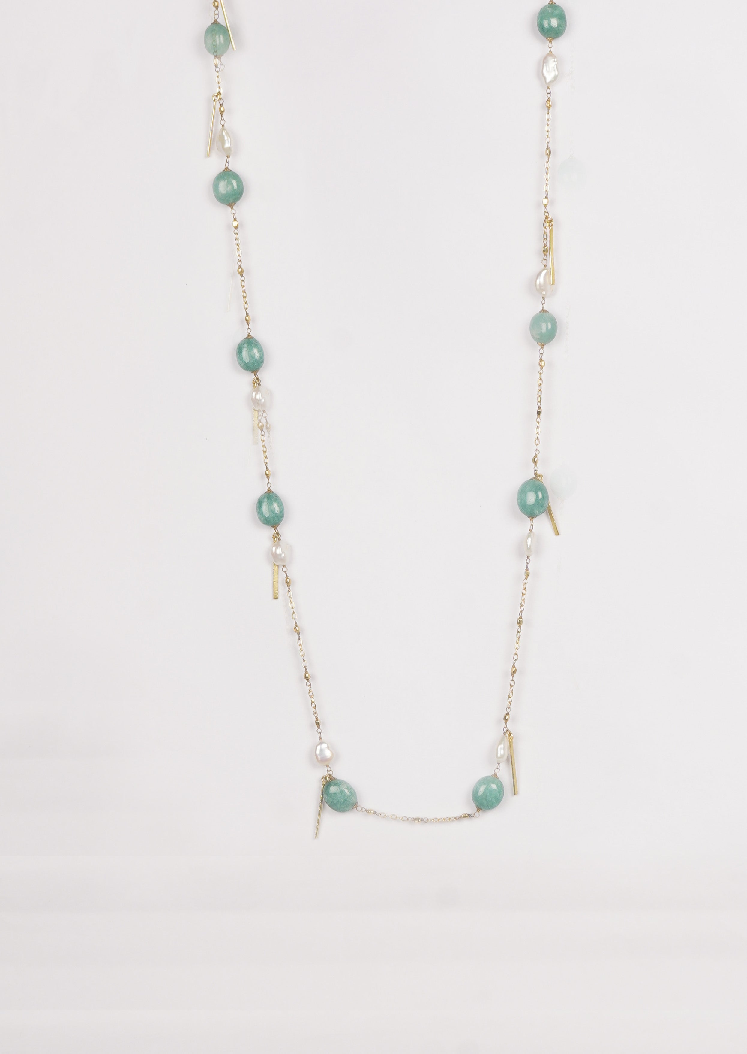 Regal Baroque Green Elegance Long Chain Necklace