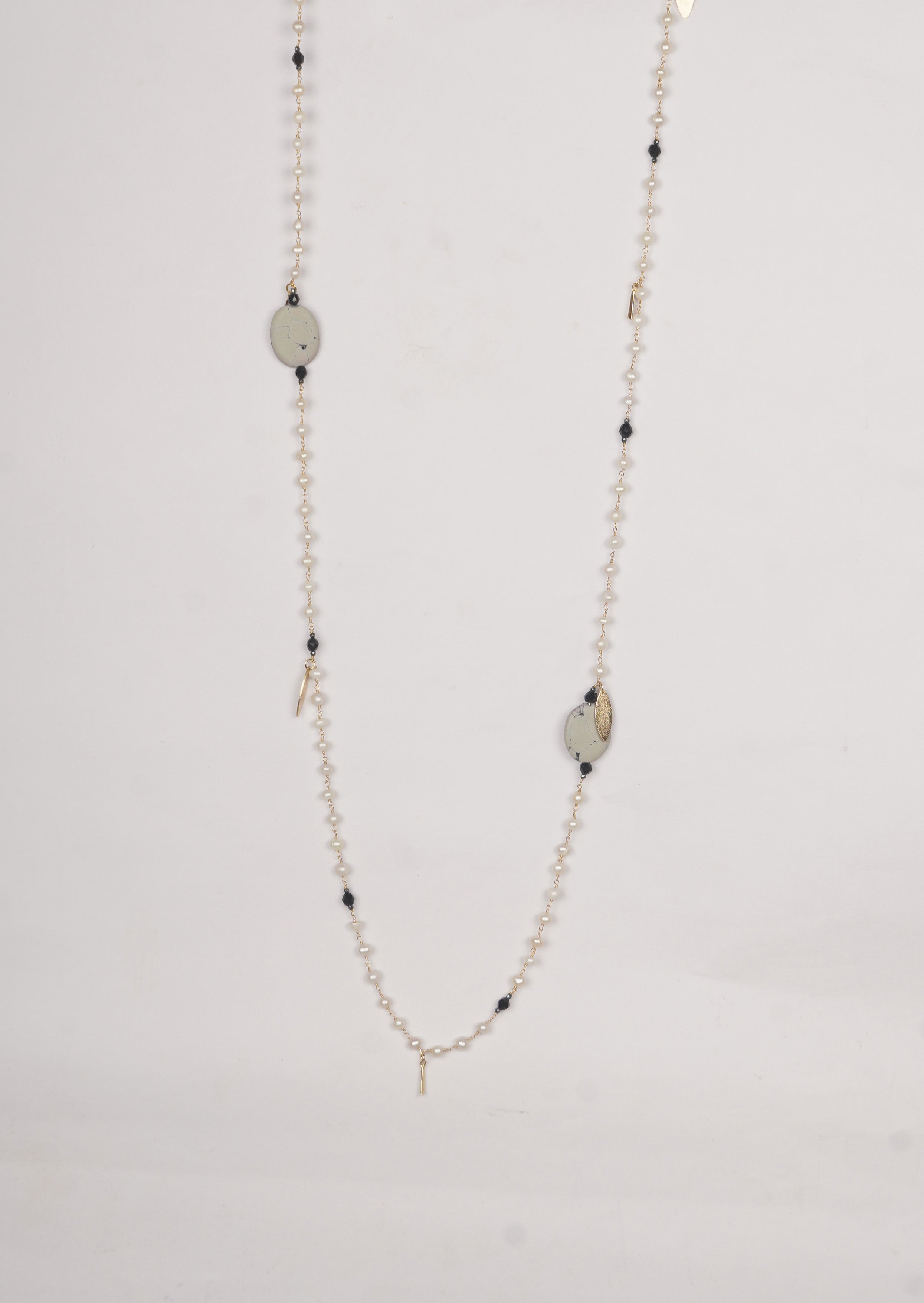 Malachite Pearl Symphony Long Chain Necklace