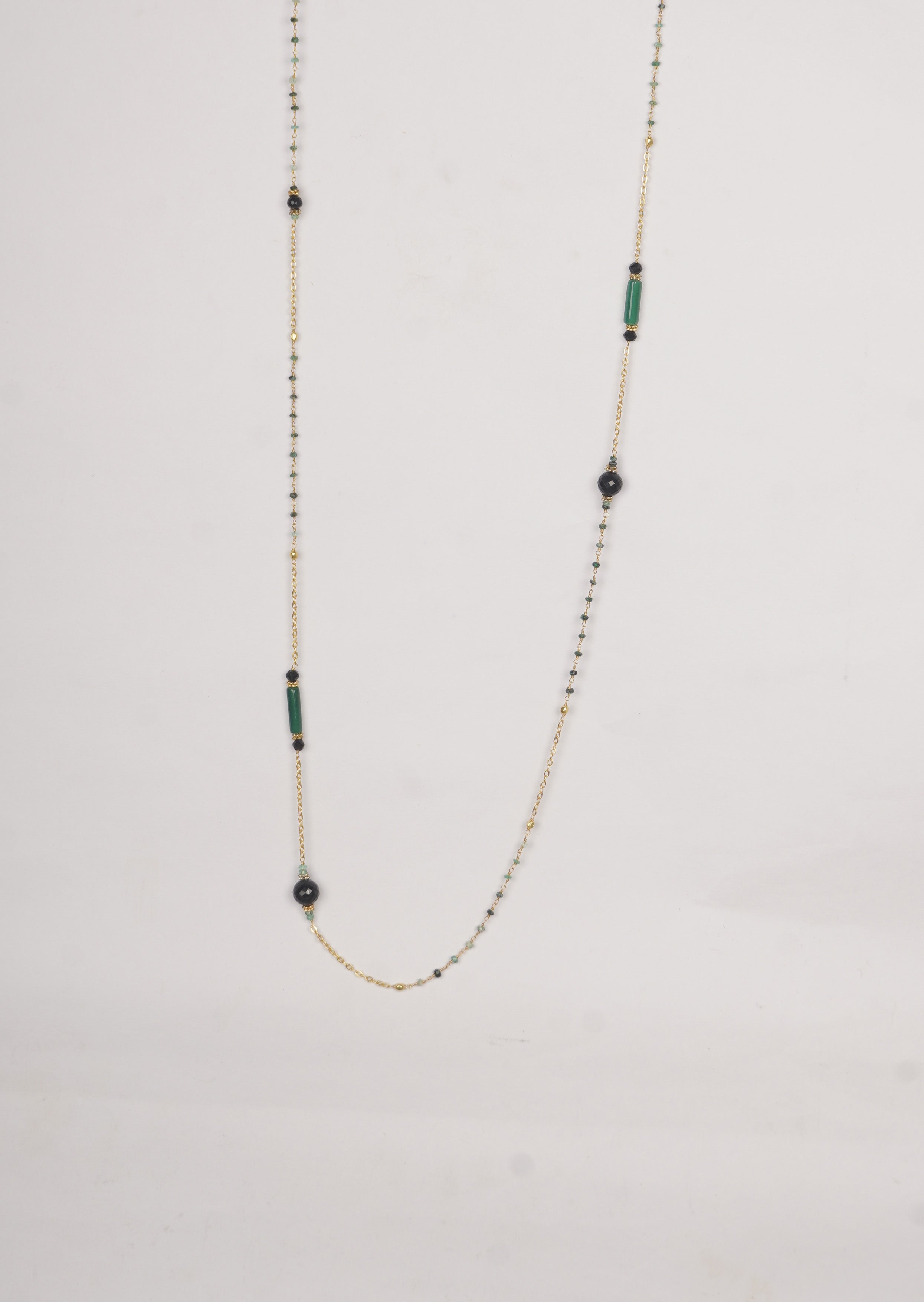 Eternal Emerald Black Onyx Long Chain Necklace