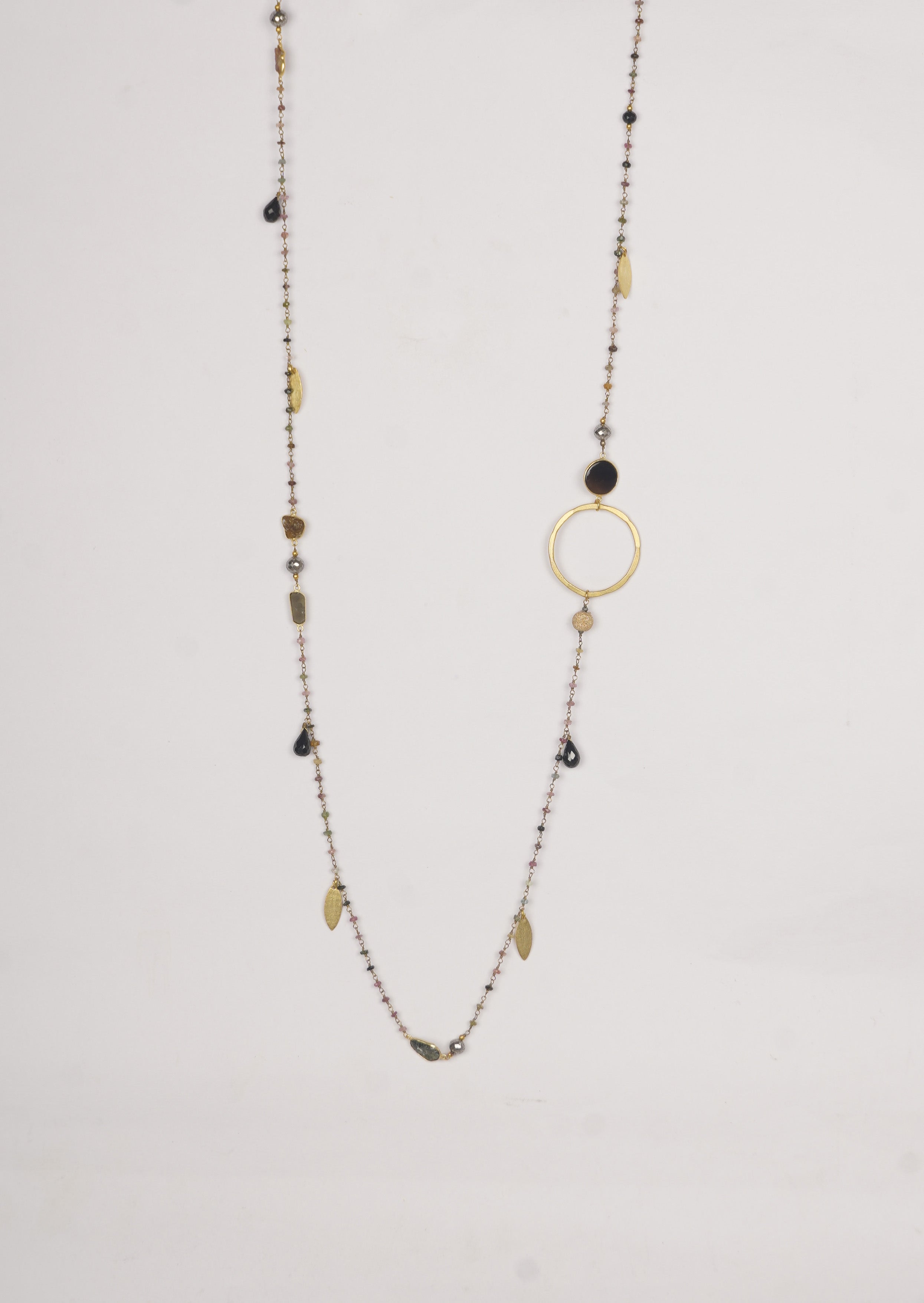 Eternal Long Chain Necklace with Tourmaline Gemstone