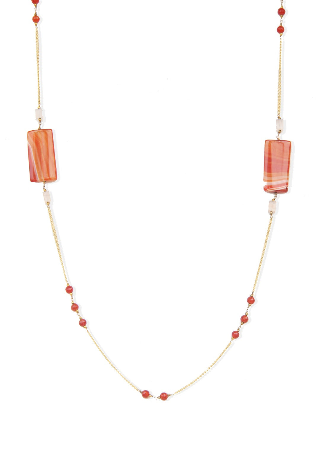 Bold Orange Onyx & Carnelian Statement Long Necklace