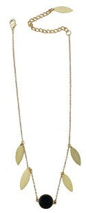 Time to Shine Necklace Set: Gold-Plated Necklace with Onyx & Delicate Gold Leaves