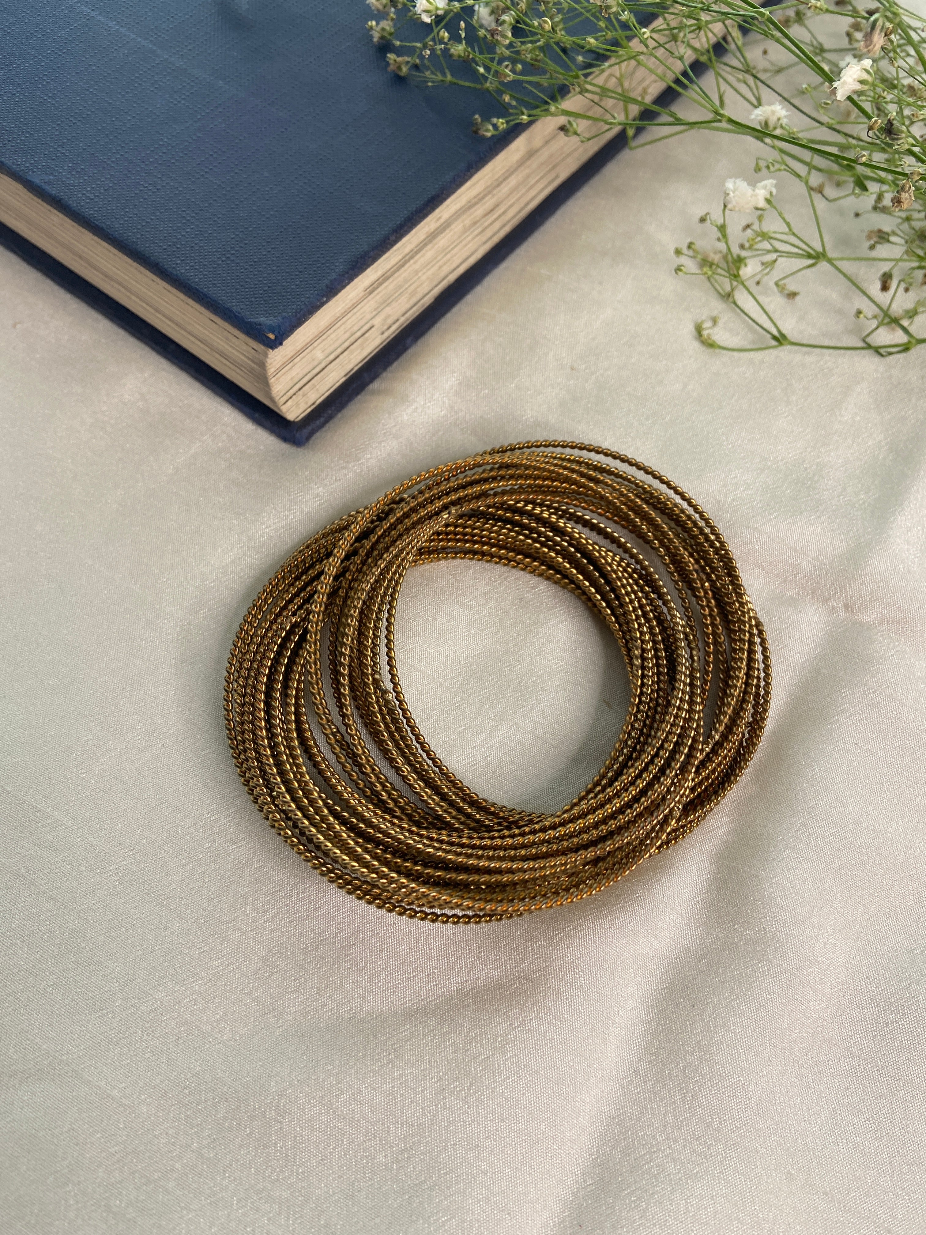 Antique Bunch Bangles: Handcrafted Brass Bangles with 22K Gold Plating